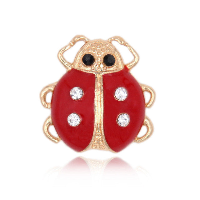 Enamel Ladybug Insect Brooch Pin Crystal Metal Women Fashion Jewelry Garment - Shopy Max