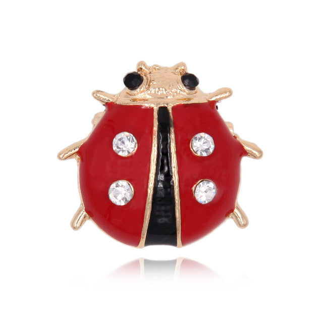 Enamel Ladybug Insect Brooch Pin Crystal Metal Women Fashion Jewelry Garment - Shopy Max