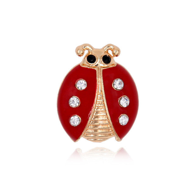 Enamel Ladybug Insect Brooch Pin Crystal Metal Women Fashion Jewelry Garment - Shopy Max