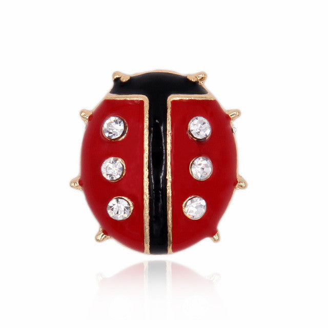 Enamel Ladybug Insect Brooch Pin Crystal Metal Women Fashion Jewelry Garment - Shopy Max