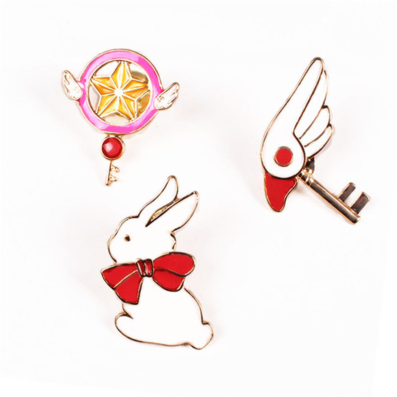 2017 Enamel Pin Set Cute Cartoon Card Captor Sakura Bird Head Rabit Stick Of Stars