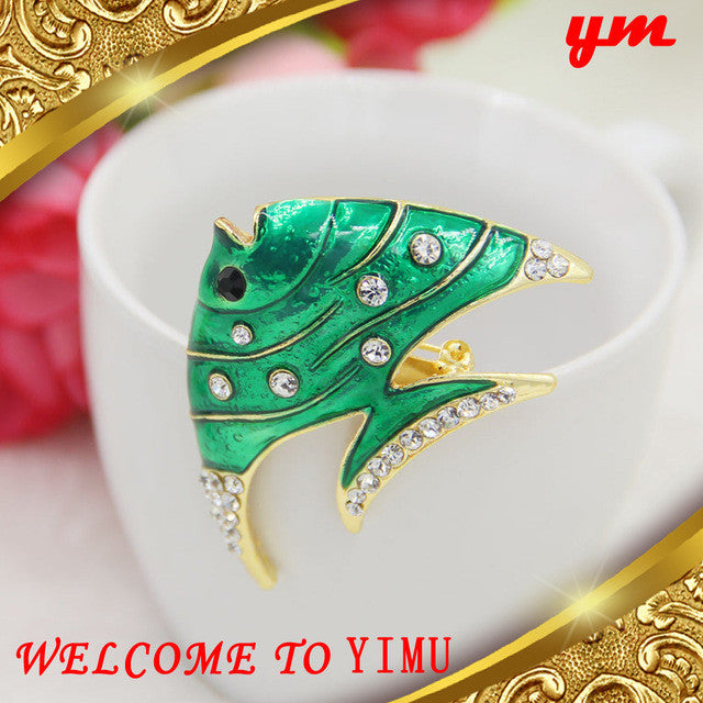 Cute Brooches Enamel Pins Love Fish Bones Collar Tip Mujer Safety Metal Pin Rhinestone