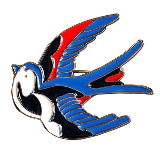 Cute Blue Bird Enamel Swallow Brooches Hijab Pins Up Metal Corsage Designer Wedding Shoulder