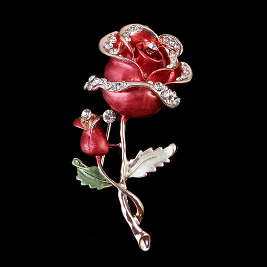 2017 New Pins Rhinestone Brooch Rose Flower lapel Enamel Pin Broches Jewelry