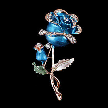 2017 New Pins Rhinestone Brooch Rose Flower lapel Enamel Pin Broches Jewelry