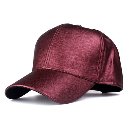 [YARBUU] CAP 2017 new Hot and winter PU Leather Baseball Cap Biker