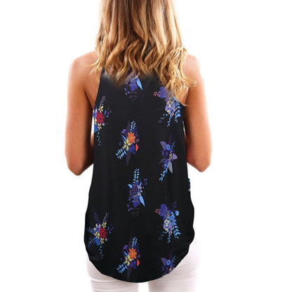 Women Floral Print T-shirts Tank Top 2017 Summer Fashion Sleeveless O Neck T Shirt Camisole