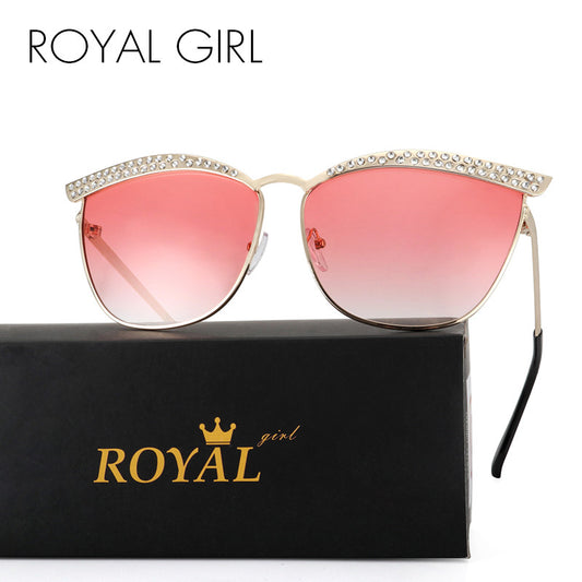 ROYAL GIRL Cat Eye Sunglasses Women Crystal Diamond Luxury Sun Glasses Women Eyewear Vintage Design Oculos De Sol Feminino ss248