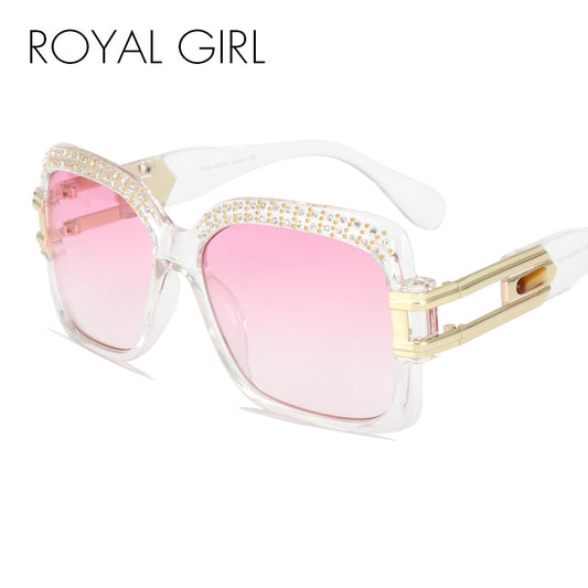 ROYAL GIRL Designer Women Sunglasses Retro Crystal Brow Square Men Sun Glasses ss186