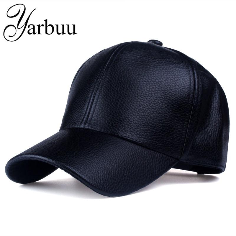 [YARBUU] CAP 2017 new Hot and winter PU Leather Baseball Cap Biker