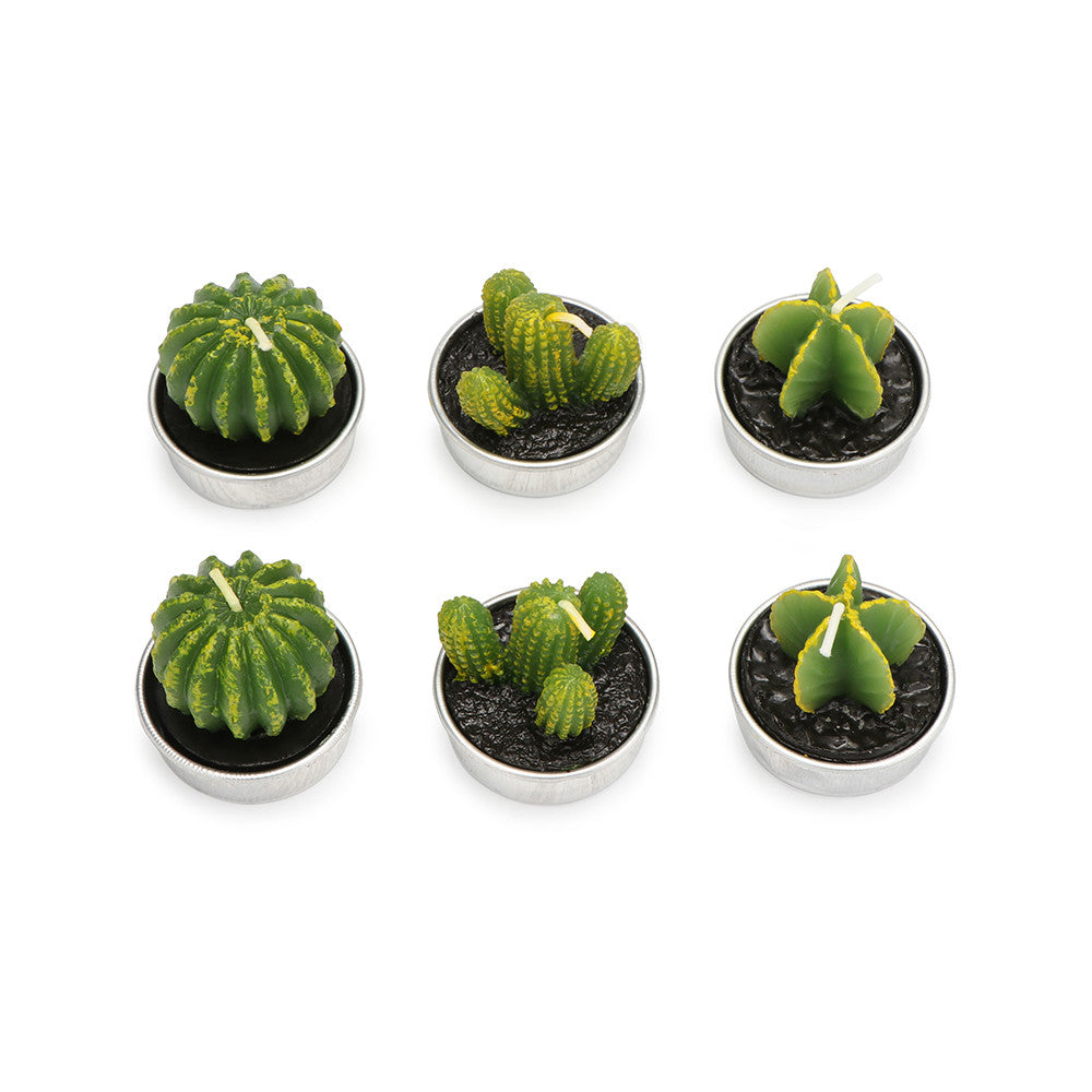 6Pcs Cactus Candles Simulation Plant Candle Home Decorative Artificial Green