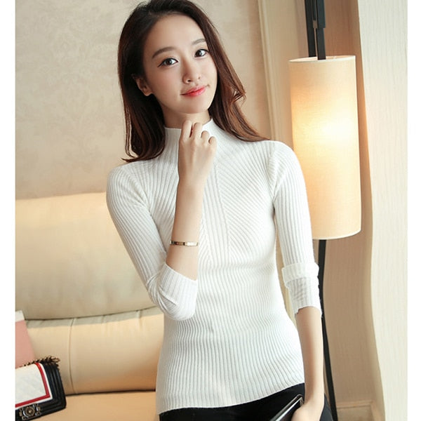 Turtleneck Sweater Women Fashion 2018 Autumn Winter Black Tops Women