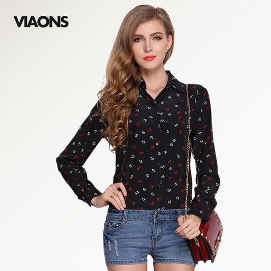 [VIAONS] 2016 Fashion Women Printing Blusas Long Sleeve Shirt Novelty Women