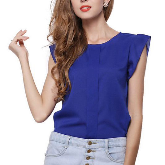 2016 Fashion Short Butterfly Sleeve Women Blouses Clothing Casual Chiffon Shirt Blusas Tops