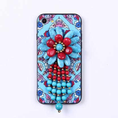 National Style Rhinestone Fringe Hard Case for Iphone 7 6 6S Plus Bling PC Cell Phone