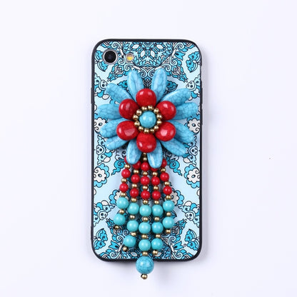 National Style Rhinestone Fringe Hard Case for Iphone 7 6 6S Plus Bling PC Cell Phone