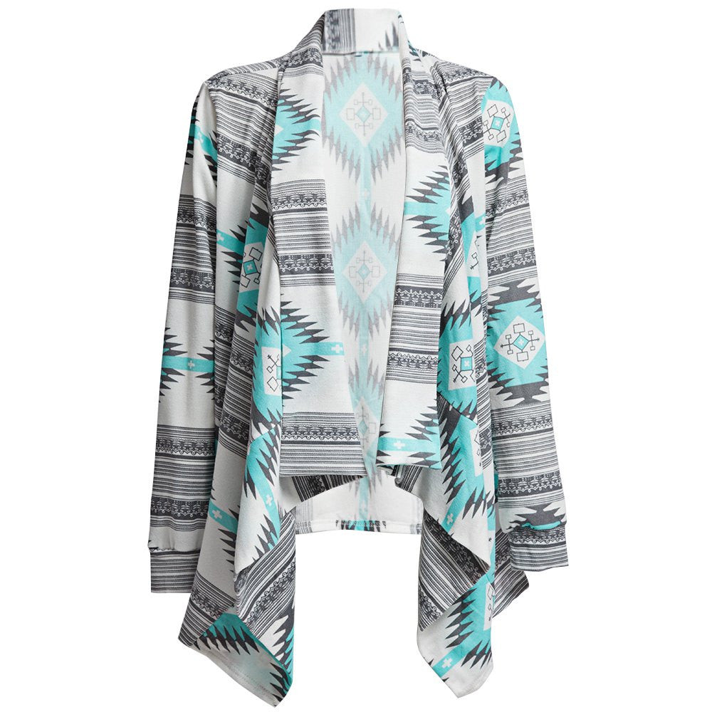 Pink Kimono Cardigan Blouses 2016 Women Geometric Printed Long Sleeve Cotton - Shopy Max