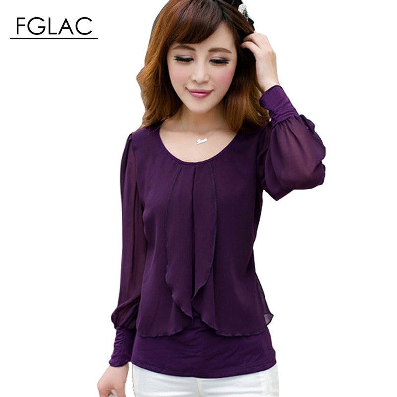 New 2016 Autumn Women chiffon shirt Fashion Long sleeved women blouses shirt - Shopy Max