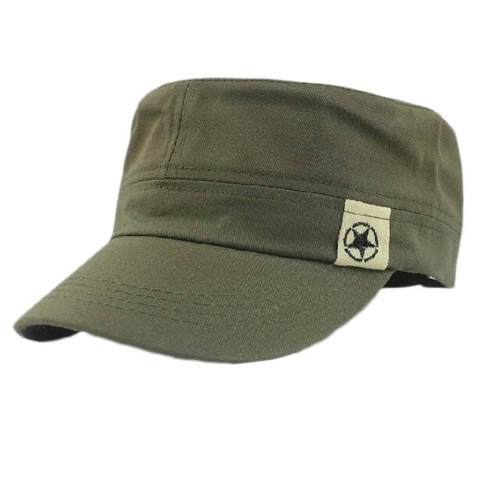 Fashion Flat Roof Military Hat Caps Unisex Mens Army Sun Hats Outdoor Camping Cap