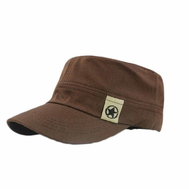 Fashion Flat Roof Military Hat Caps Unisex Mens Army Sun Hats Outdoor Camping Cap