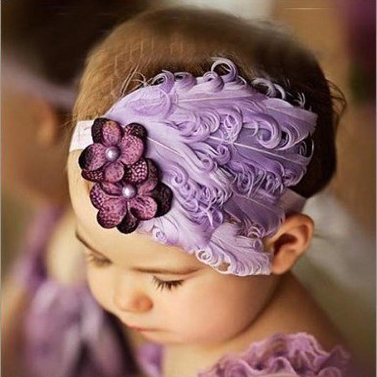 Beautiful Cut Peacock Feather Headband hairband Baby Kids Flower Infant Headbands