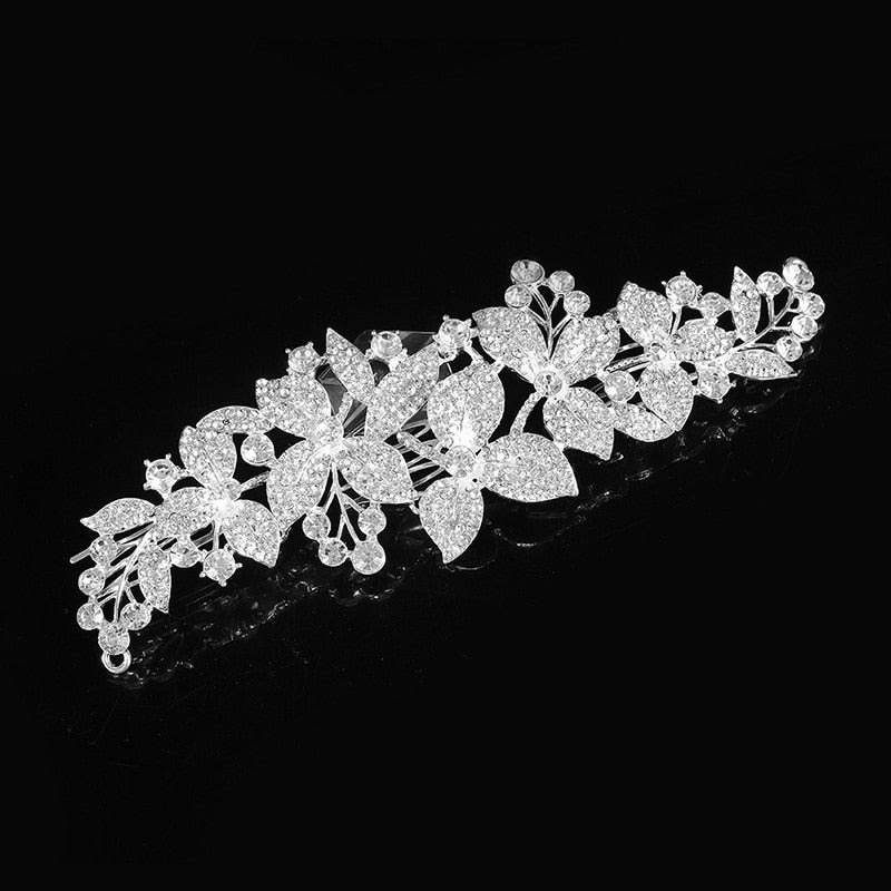 Elegant Huge Wedding Hair Combs For Bride Crystal Rhinestones Pearls Women Hairpins Bridal Headpiece Hair Jewelry Accessories