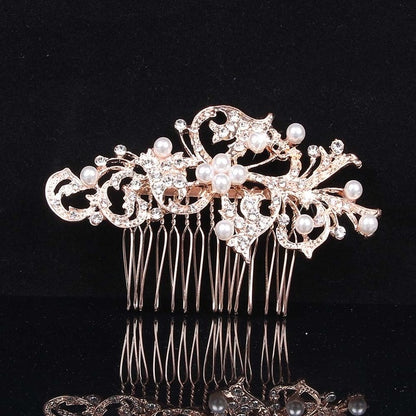 Elegant Huge Wedding Hair Combs For Bride Crystal Rhinestones Pearls Women Hairpins Bridal Headpiece Hair Jewelry Accessories