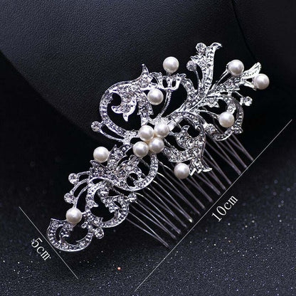 Elegant Huge Wedding Hair Combs For Bride Crystal Rhinestones Pearls Women Hairpins Bridal Headpiece Hair Jewelry Accessories