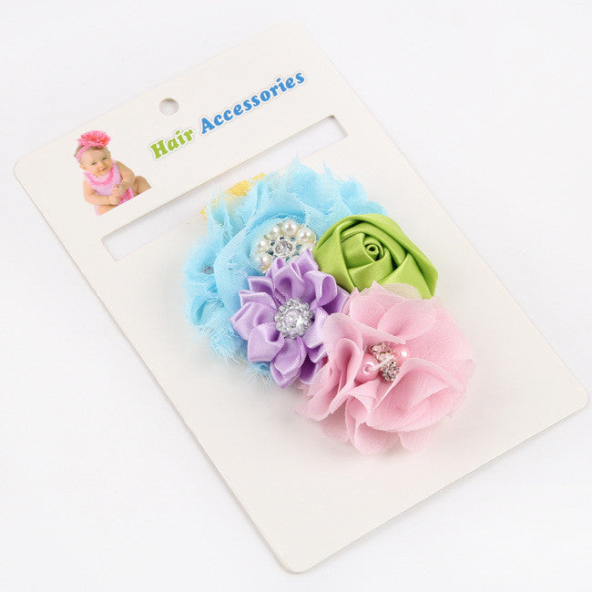 8Clrs children Infant Baby toddler girls lace multi color rose & fringed flower Headband Headwear HairBand - Shopy Max