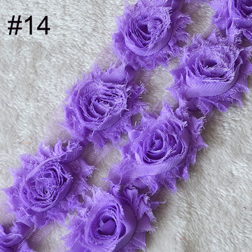 Chiffon Rose Trim Shabby Flowers 15yards Shabby Chiffon Flowers For Hair accessories 7 colors for selection