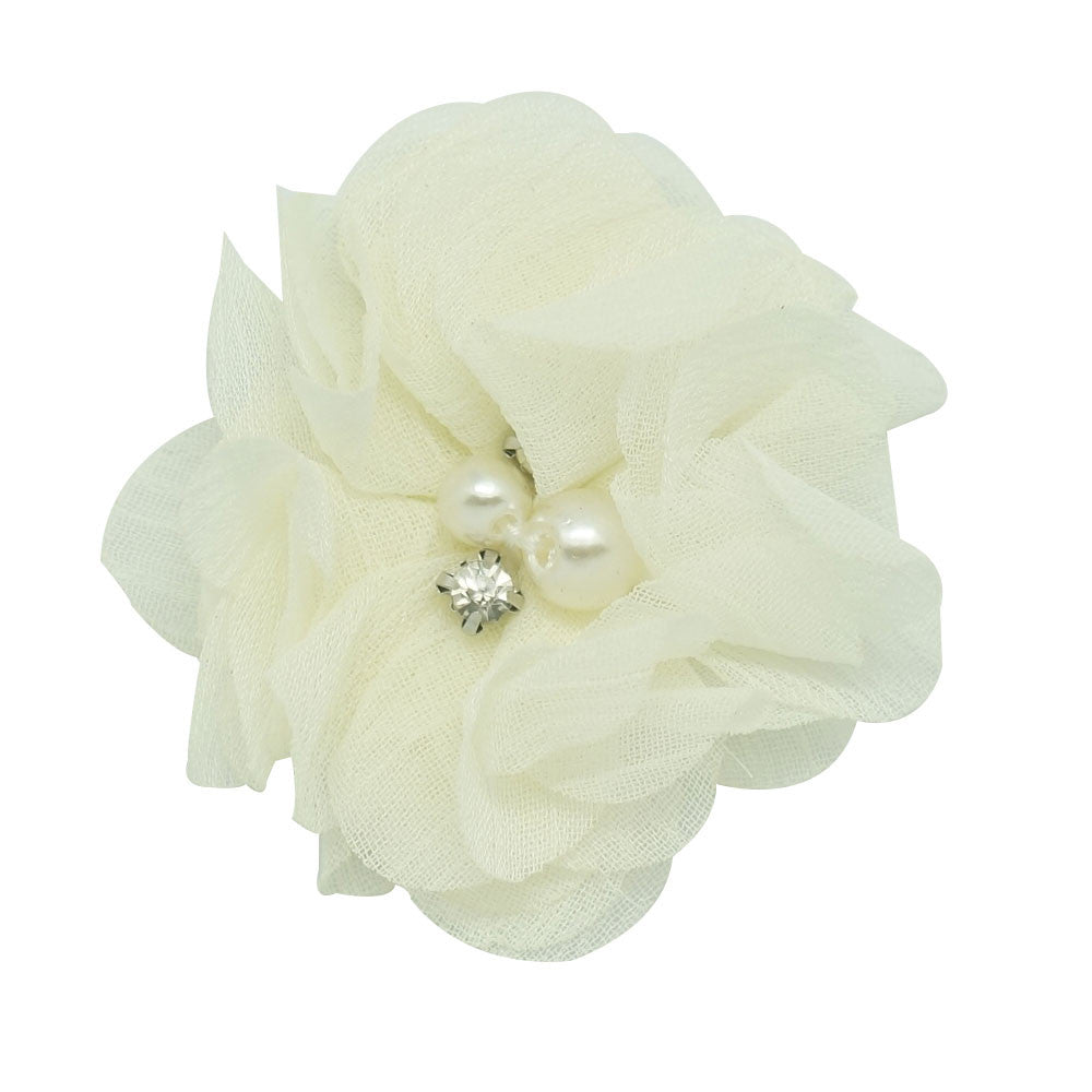 20 Color Sweet High Quality Fashion Chiffon Flower For Girls Infant Cute Rhinestone Pearl Without Clips DIY Hair Accessories