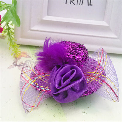 Christmas Gift 8cm Diameter Cap Hairpins Party Prom Hair Clip Fur Hat Children Flower Hair Accessories Women Barrettes