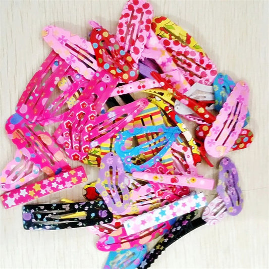 HOT SALE Hair Clips Heart Star Shaped 50 Pcs/lot Hair Accessories 3.5-5cm Print Mix Color Random Style Iron Hairpins