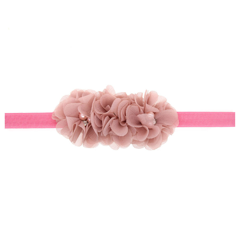 20Clrs New Fashion Hot children kids Baby girls pearl diamond 3 flowers Headband Headwear Hair Band Head Piece Accessories