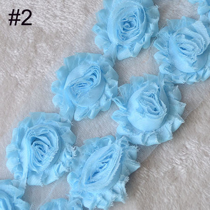 Chiffon Rose Trim Shabby Flowers 15yards Shabby Chiffon Flowers For Hair accessories 7 colors for selection