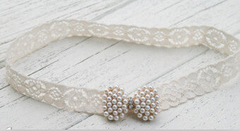 Baby Princess Lace Rhinestone Headband Newborn Christening Headband baby girl - Shopy Max