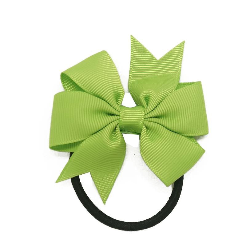 3" Baby Girl Solid Ribbon Hairbow Handmade Pinwheel Bows With Elastic Band Windmill - Shopy Max