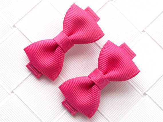 2pcs/lot boutique barrettes for children baby girls mini ribbon hair clip bows - Shopy Max