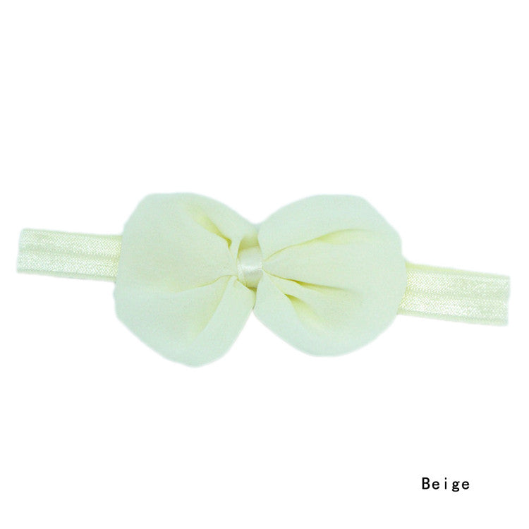 Chiffon Bowknot Baby Headbands Solid Color Baby Girl Elastic Hair Bands Headwear