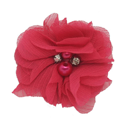 20 Color Sweet High Quality Fashion Chiffon Flower For Girls Infant Cute Rhinestone Pearl Without Clips DIY Hair Accessories