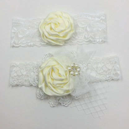 1set/lot  Satin Flower Matching Handmade Lace Bow Headband Baby Headband  Luxe Headband