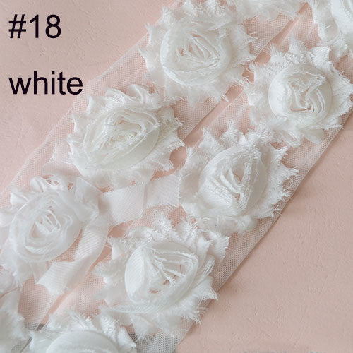 Chiffon Rose Trim Shabby Flowers 15yards Shabby Chiffon Flowers For Hair accessories 7 colors for selection