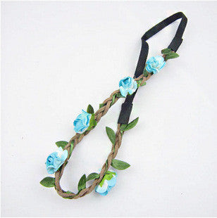 Fashion Women Bride Flower Headband Bohemian Style Rose Flower Crown Hairband Ladies - Shopy Max