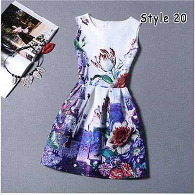 New 2016 Summer Vestido de Festa Female Clothing Vintage Print Sleeveless