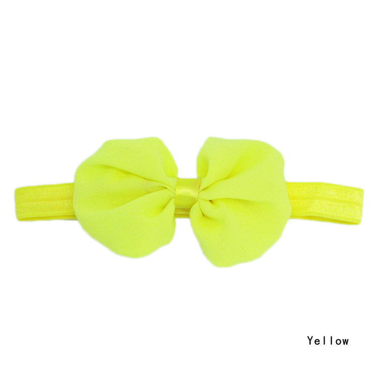 Fashion Solid Color Chiffon Bowknot Elastic Baby Girl Hairbands 14 Colors Hair Accessories BB-265 - Shopy Max