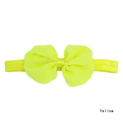 Fashion Solid Color Chiffon Bowknot Elastic Baby Girl Hairbands 14 Colors Hair Accessories BB-265 - Shopy Max