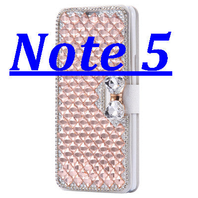 Note 5 /Note 4 Bling Diamond Silk Skin Wallet Stand Leather Cases for Samsung Galaxy Note 4 /Note 5 Cover Elegant With Card Slot - Shopy Max