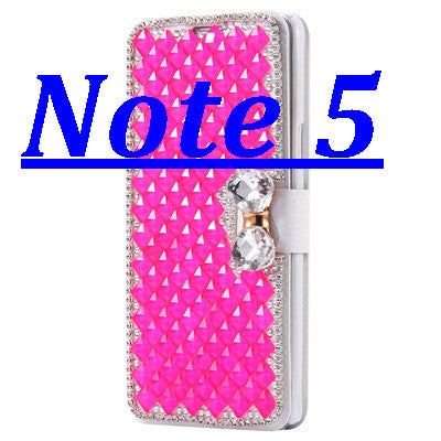 Note 5 /Note 4 Bling Diamond Silk Skin Wallet Stand Leather Cases for Samsung Galaxy Note 4 /Note 5 Cover Elegant With Card Slot - Shopy Max