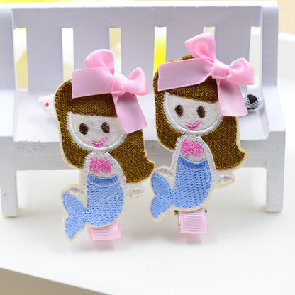 Princess embroidery children kids baby girls hair accessories clip hairpins barrettes - Shopy Max