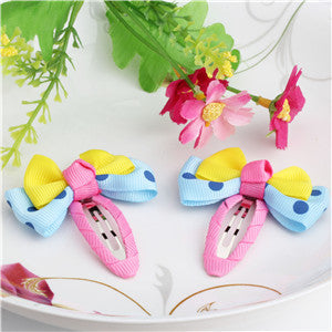 New Sale 1 lot=2 Pcs Bowknot Hairpins 17 colors Baby Hair Clip Summer Style